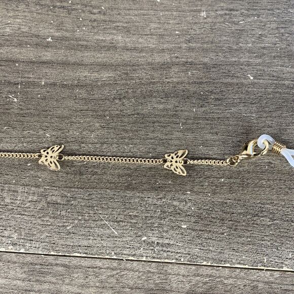 Melrose & Market Gold Chain Strap Holder Reading Glasses Face Mask Butterfly - Picture 6 of 6